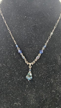 गैलरी व्यूवर में इमेज लोड करें, 1928 Jewelry Blue Crystal Drop Necklace with Silver-Tone Chain and Faceted Accents