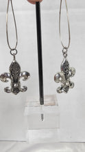Load image into Gallery viewer, Vintage Silver-Tone Fleur-de-Lis Drop Earrings on Elongated French Hooks