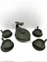 Charger l'image dans la galerie, Vintage Chinese Yixing Zisha Green Clay Bamboo Teapot Set with 4 Tea Cups