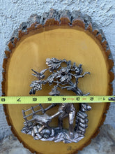 गैलरी व्यूवर में इमेज लोड करें, Vintage German 3D Metal Woodcutter Plaque Tree Slice Folk Art Personal Note