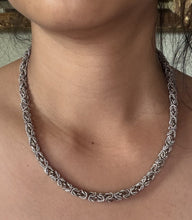 Load image into Gallery viewer, Vintage Taxco Mexico 925 Sterling Silver Byzantine Chainmail Necklace 42.3g
