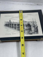 गैलरी व्यूवर में इमेज लोड करें, Vintage Maastricht Triptych Set of 3 B&W Ink Sketches on Wood, Netherlands