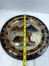 Load image into Gallery viewer, Vintage Egyptian Handcrafted Mixed Metal Wall Plaque Sphinx Pyramids