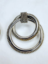 Load image into Gallery viewer, Vintage Two-Tone Textured Rope Door Knocker Clip-On Dangle Earrings USA