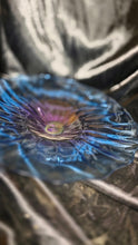 Charger l'image dans la galerie, 2002 Signed Seasholtz Studio Art Glass Amethyst Blue Ruffled Pedestal Bowl