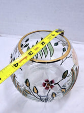 Load image into Gallery viewer, Vintage Crystal Clear Romania Hand Painted Lead Crystal Floral Rose Bowl