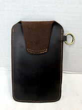 Load image into Gallery viewer, Multifunctional Brown Cowhide Leather Phone Waist Case with Keychain Loop