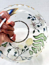 Load image into Gallery viewer, Vintage Crystal Clear Romania Hand Painted Lead Crystal Floral Rose Bowl