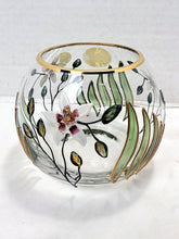 Load image into Gallery viewer, Vintage Crystal Clear Romania Hand Painted Lead Crystal Floral Rose Bowl