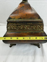 Load image into Gallery viewer, Vintage Ornate Antique Bronze Footed Lidded Metal Keepsake Storage Box
