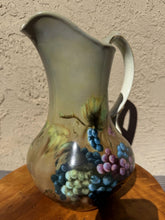 Charger l'image dans la galerie, Vintage Lisa White Porcelain Pitcher Vineyard Blessings Grape Pattern 10 Inch