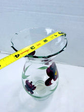 Load image into Gallery viewer, Vintage Gibson "Lianna" Hand-Painted Glass Vase Red Iris Flowers Medium Size