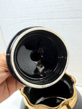 将图片加载到图库查看器,Vintage Arthur Wood England Black Ceramic Teapot 22kt Gold Gilt Floral