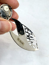 Load image into Gallery viewer, Vintage Edgar Berebi Blue Enamel Silver Tone Leaf Cut-Out Drop Earrings