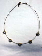 Load image into Gallery viewer, Vintage 1980s Swarovski Gold Plated 5-Stone Crystal Station Wire Necklace