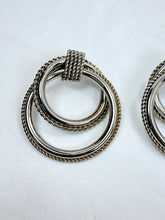 Load image into Gallery viewer, Vintage Two-Tone Textured Rope Door Knocker Clip-On Dangle Earrings USA