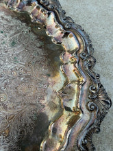 Load image into Gallery viewer, Vintage Wallace Chippendale X100 Silverplate 17-Inch Round Footed Tray