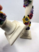 Load image into Gallery viewer, Vintage Dezine Inc. 1993 Hand Painted Ceramic Pansy Candle Holders Pair