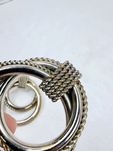 Load image into Gallery viewer, Vintage Two-Tone Textured Rope Door Knocker Clip-On Dangle Earrings USA