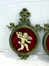 Load image into Gallery viewer, Vintage Norleans Italy Cherub Wall Plaque Pair Ornate Gold Oval Frames