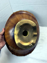 Load image into Gallery viewer, Vintage Ceramic Ornate Pedestal Centerpiece Bowl Faux Wood Gold Finish China
