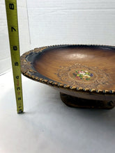 Load image into Gallery viewer, Vintage Ceramic Ornate Pedestal Centerpiece Bowl Faux Wood Gold Finish China