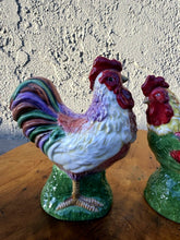 Load image into Gallery viewer, Set of Two Hand-Painted Ceramic Rooster Salt Pepper Shakers 4.5 Inch