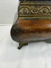 Load image into Gallery viewer, Vintage Ornate Antique Bronze Footed Lidded Metal Keepsake Storage Box