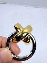 Load image into Gallery viewer, Vintage 1990s Two-Tone Gold Silver Fixed X Doorknocker Stud Dangle Earrings