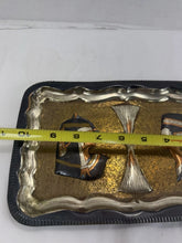 Load image into Gallery viewer, Vintage Egyptian Revival Mixed Metal Tray King Tutankhamun Queen Nefertiti