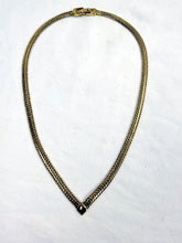 Load image into Gallery viewer, Vintage Monet Gold Tone V-Shape Reversible Mesh Collar Choker Necklace