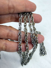 Load image into Gallery viewer, Trifari 1970s Silver Tone Modernist Starburst Fan Pendant Double Chain Necklace