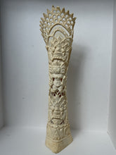 Charger l'image dans la galerie, Intricately Carved Balinese Guardian Tower Sculpture Ivory-Tone Folk Art
