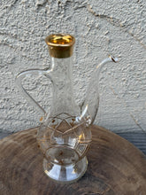 Load image into Gallery viewer, Vintage Bohemian Czech Glass Decanter Ewer Hand Painted 24K Gold Mid Century