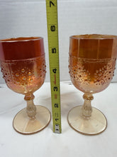 Load image into Gallery viewer, Vintage Fenton Marigold Carnival Glass Orange Tree Pattern Wine Goblets Pair