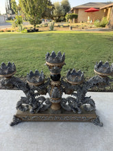 Load image into Gallery viewer, Vintage Large Baroque Rococo Resin 5 Light Candelabra Silver Ornate Centerpiece