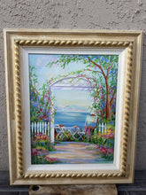 Cargar imagen en el visor de la galería, Original Doreen Abegg "Art From The Heart" Coastal Garden Oil Painting Framed