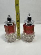 Load image into Gallery viewer, Vintage Indiana Glass Ruby Red Flash Diamond Point Crown Salt Pepper Shakers
