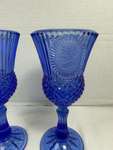 Load image into Gallery viewer, Vintage 1976 Avon Fostoria Cobalt Blue George Martha Washington Goblets Pair