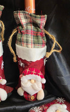 Load image into Gallery viewer, Christmas Santa Claus Wine Bottle Cover Bag Plaid Holiday Gift Decor New