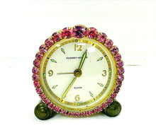 Load image into Gallery viewer, 1950s Phinney-Walker Pink Rhinestone Boudoir Alarm Clock Germany - NOT TESTED