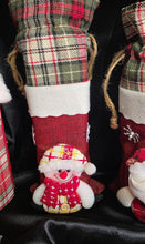 将图片加载到图库查看器,Christmas Snowman Wine Bottle Cover Bag Plaid Holiday Gift Decor New