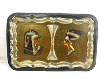 Load image into Gallery viewer, Vintage Egyptian Revival Mixed Metal Tray King Tutankhamun Queen Nefertiti