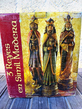 Load image into Gallery viewer, Vintage Three Kings Wise Men Nativity Statues 15 Inch Faux Wood Resin Mexico