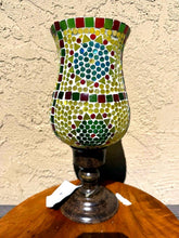 Load image into Gallery viewer, Modern Mosaic Glass Hurricane Candle Holder Multicolor Abstract Pattern
