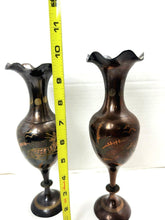 गैलरी व्यूवर में इमेज लोड करें, Pair Vintage Brass Gazelle Wheat Vases Art Deco Style Handmade in India