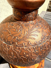 将图片加载到图库查看器,Persian Style Embossed Copper Tone Vase 16 Inch Middle Eastern Decorative Vessel