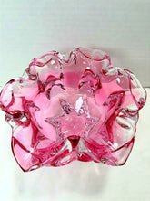 गैलरी व्यूवर में इमेज लोड करें, Vintage Josef Hospodka Chribska Cranberry Pink Ruffled Bohemian Art Glass Bowl