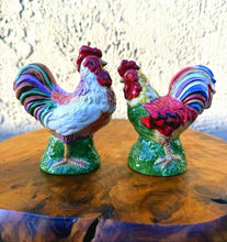 Load image into Gallery viewer, Set of Two Hand-Painted Ceramic Rooster Salt Pepper Shakers 4.5 Inch