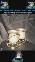 Load and play video in Gallery viewer, PartyLite Gemini Duo Votive Candle Holder Set Vintage — Interlocking Elegance in Frosted Glass and Gold